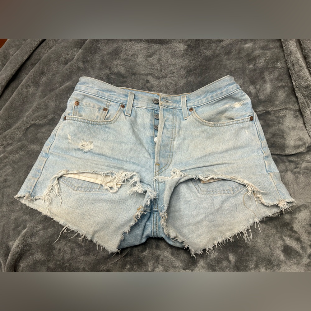 Levi's Light Wash Distressed Denim Jean Shorts